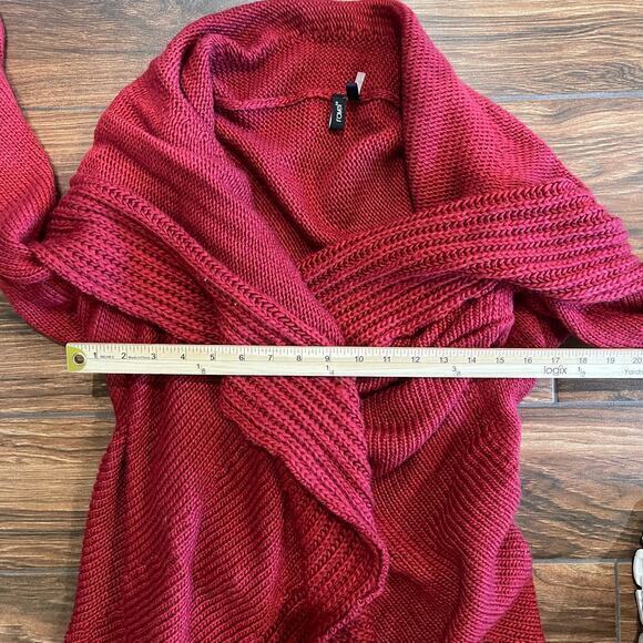 Ravel Medium Red Flared Cardigan Sweater Holiday Flare Festive Cozy Layers - Picture 3 of 5